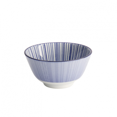 TDS, Rice Bowl, Nippon Blue, Lines, Ø 12 x 6.4 cm 300 ml - Item No. 16003