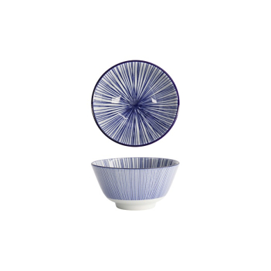 Tokyo Design Studio Rice Bowl Nippon Blue Lines Blue/White, Porcelain, Ø 12 × 6.4 cm, 300 ml