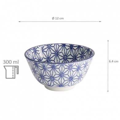 TDS, Rice Bowl, Nippon Blue, Stars, Ø 12 x 6.4 cm 300 ml - Item No. 16005