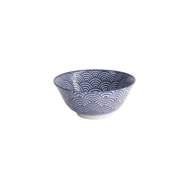 Tayo Bowl Nippon Blue Waves Blue/White, Porcelain, Ø 15.2 × 6.7 cm, 500 ml, Item No. 16006