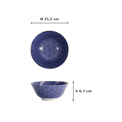 Tayo Bowl Nippon Blue Dots Blue/White, Porcelain, Ø 15.2 × 6.7 cm, 500 ml, Item No. 16007