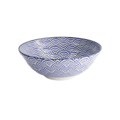 TDS, Ramen Bowl, Nippon Blue, Waves, Ø 21 x 7.8 cm 1000 ml - Item No. 16012