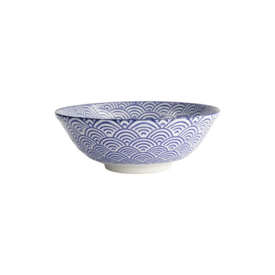 Ramenschale Nippon Blue Waves Blau/Weiß, Porzellan, Ø 21 × 7,8 cm, 1 l, Art.-Nr. 16012