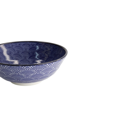 Ramen Bowl Soba Nippon Blue Dots Blue/White, Porcelain, Ø 21 × 7.8 cm, 1 l, Item No. 16013