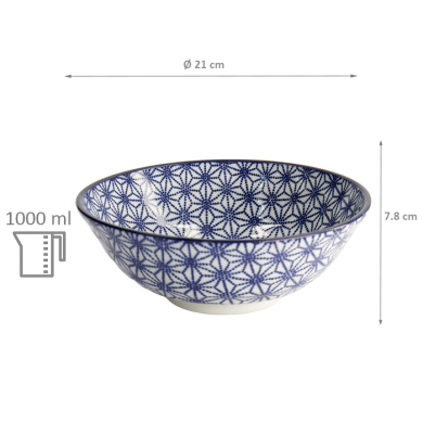 TDS, Soba Bowl, Nippon Blue, Stars, Ø 21 x 7.8 cm 1000 ml - Item No. 16017