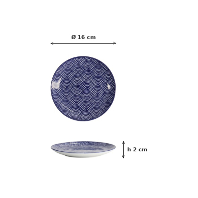 Plate Nippon Blue Dots Blue/White, Porcelain, Ø 16 × 2 cm, Item No. 16019