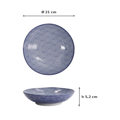 Pastateller Nippon Blue Dots Blau/Weiß, Porzellan, Ø 21 × 5,2 cm, Art.-Nr. 16028