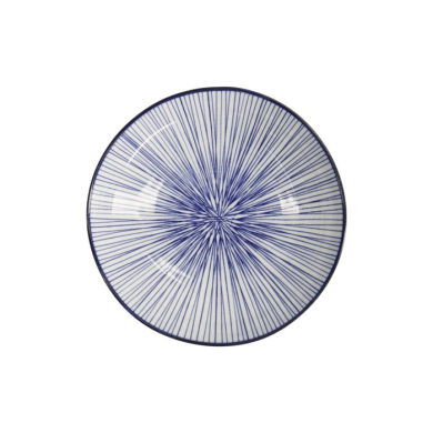 Pastateller Nippon Blue Lines Blau/Weiß, Porzellan, Ø 21 × 5,2 cm, Art.-Nr. 16030