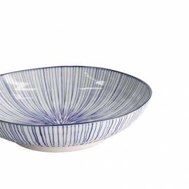 TDS, Pasta Plate, Nippon Blue, Lines, Ø 21 x 5.2 cm - Item No. 16030