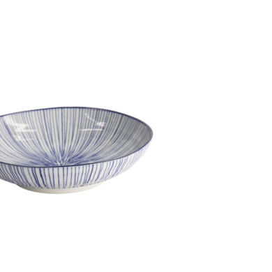 Pastateller Nippon Blue Lines Blau/Weiß, Porzellan, Ø 21 × 5,2 cm, Art.-Nr. 16030
