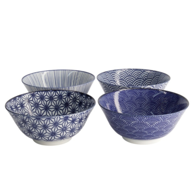 Tayo Bowl Set Nippon Blue (Blue/White), Porcelain, Ø 15.2 × 6.7 cm, 500 ml, Item No. 16039