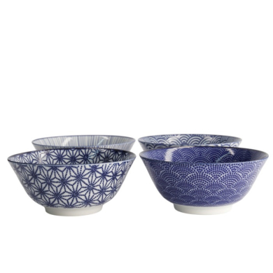 Tayo Bowl Set Nippon Blue (Blue/White), Porcelain, Ø 15.2 × 6.7 cm, 500 ml, Item No. 16039