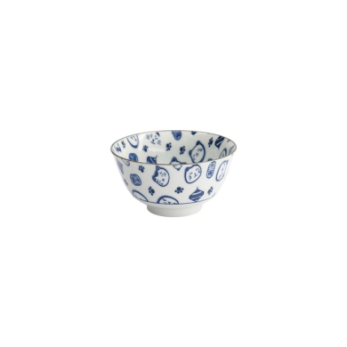 Schale Kawaii Lucky Cat Neko Blau (Weiß/Blau), Porzellan, Ø 12,7 × 6,8 cm, 300 ml, Art.-Nr. 16121