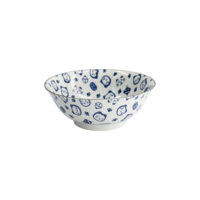 Ramenschale Kawaii Lucky Cat Neko Blau/Weiß, Porzellan, Ø 19,5 × 7,4 cm, 1 l, Art.-Nr. 16125
