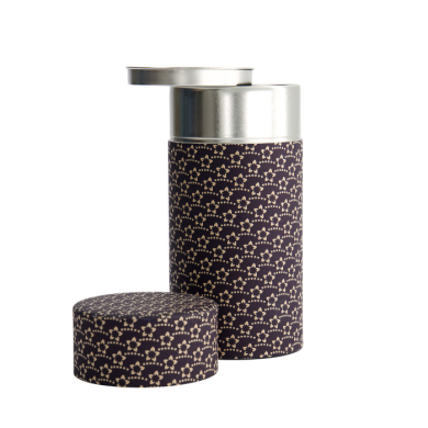 TDS, Tea Container S.S., 7.6x15.5cm, 200gr, Flower Dark Blue, Item no.: 16191