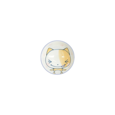 Rice Bowl Kawaii Cat Neko Blue (White/Blue), Porcelain, Ø 10.5 × 5 cm, 200 ml, Item No. 16295