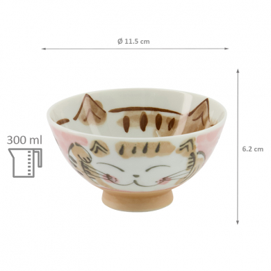 TDS, Reis Schale, Kawaii Fuku Cat Neko, Rosa, Ø 11,5x6,2cm 300ml, Art.-Nr. 16297