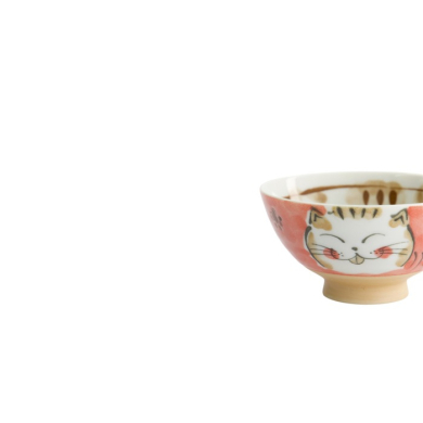 Reisschale Fuku Cat Neko Kawaii Rot, Porzellan, Ø 11,5 × 6,2 cm, 300 ml, Art.-Nr. 16299
