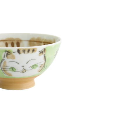 Reisschale Fuku Cat Neko Kawaii Grün, Porzellan, Ø 11,5 × 6,2 cm, 300 ml, Art.-Nr. 16300