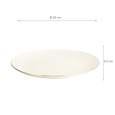 TDS, Plate, Nippon White, Lines, Ø 30 cm - Item No. 16419