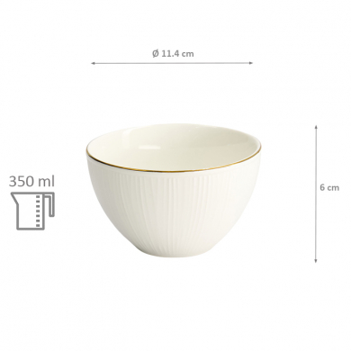 TDS, Bowl, Nippon White, Lines, Ø 11.4 x 6 cm - Item No. 16423