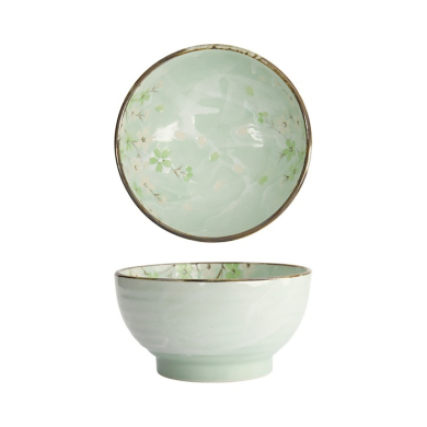 Tokyo Design Studio Rice Bowl Green Cosmos, Stoneware, Ø 17 × 9 cm, 950 ml