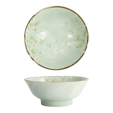 Tokyo Design Studio Noodle Bowl Green Cosmos, Stoneware, Ø 21 × 9 cm, 1.3 l