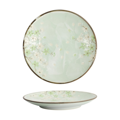 Tokyo Design Studio Plate Green Cosmos, Stoneware, Ø 22.7 × 3.1 cm