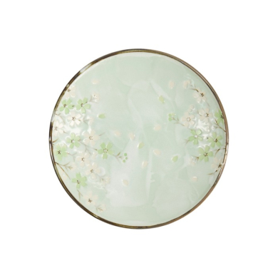 Plate Green Cosmos, Stoneware, Ø 22.7 × 3.1 cm, Item No. 16509