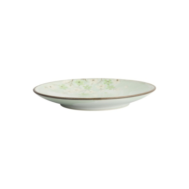 Plate Green Cosmos, Stoneware, Ø 22.7 × 3.1 cm, Item No. 16509
