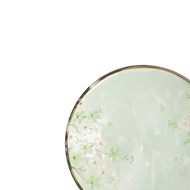 Plate Green Cosmos, Stoneware, Ø 22.7 × 3.1 cm, Item No. 16509
