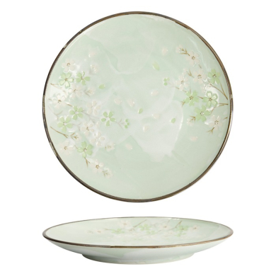 Tokyo Design Studio Plate Green Cosmos, Stoneware, Ø 28.5 × 3.5 cm