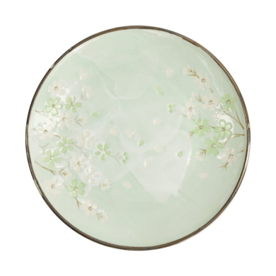 Plate Green Cosmos, Stoneware, Ø 28.5 × 3.5 cm, Item No. 16510
