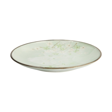 Plate Green Cosmos, Stoneware, Ø 28.5 × 3.5 cm, Item No. 16510
