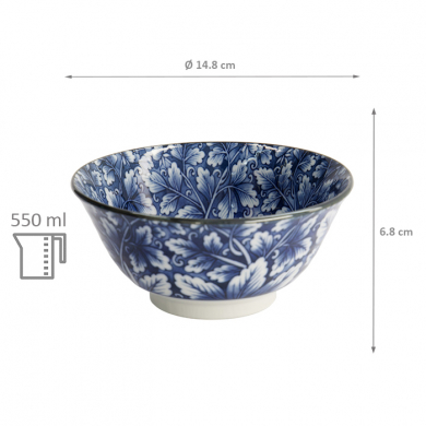 TDS, Schale, Hana Blue Mixed Bowls, Ø 14,8 x 6,8 cm 550 ml, Dami Botan, Art Nr. 16521