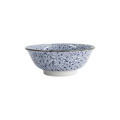Ramen Bowl Hana Blue Mixed Bowls Momiji Maple White/Blue, Porcelain, Ø 20.5 × 8 cm, 1.2 l, Item No. 16540
