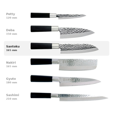 Santoku Knife (All-Purpose Knife) Hammered Style, Stainless Steel, Blade 16.5 cm, Item No. 16600