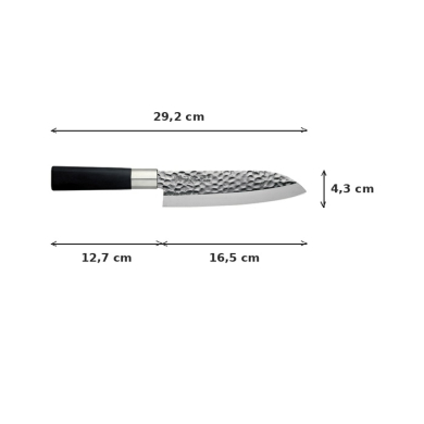 Santoku Knife (All-Purpose Knife) Hammered Style, Stainless Steel, Blade 16.5 cm, Item No. 16600