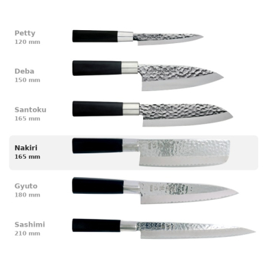 Nakiri Knife (Vegetable Knife) Hammered Style, Stainless Steel, Blade 16.5 cm, Item No. 16601