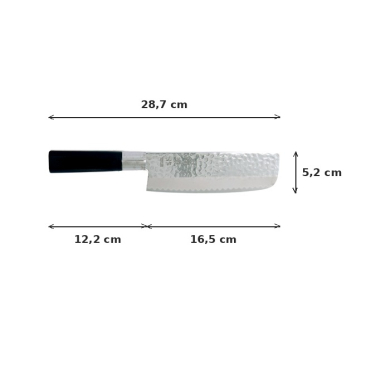 Nakiri Knife (Vegetable Knife) Hammered Style, Stainless Steel, Blade 16.5 cm, Item No. 16601
