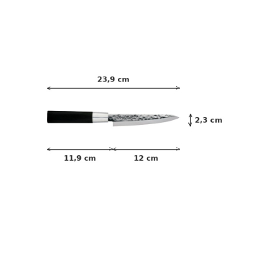 Petty Knife (Vegetable Knife) Hammered Style, Stainless Steel, Blade 12 cm, Item No. 16605