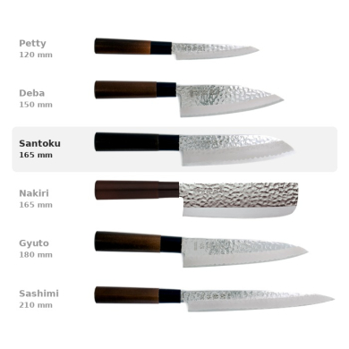 Santoku Knife (All-Purpose Knife) Hammered Style, Stainless Steel, Blade 16.5 cm, Item No. 16606