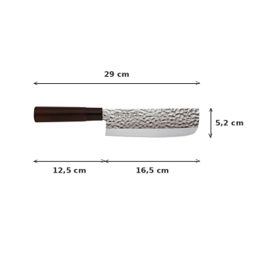 Nakiri Knife (Vegetable Knife) Hammered Style, Stainless Steel, Blade 16.5 cm, Item No. 16607