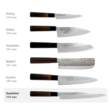 Sashimi Knife (Filleting Knife) Hammered Style, Stainless Steel, Blade 21 cm, Item No. 16609