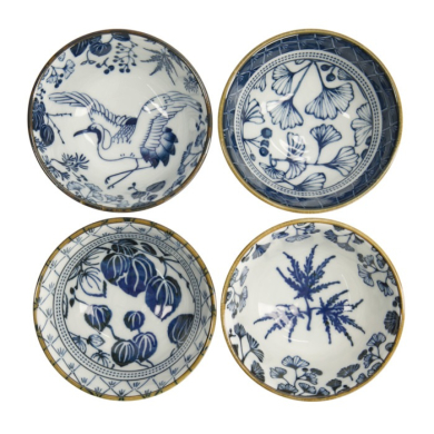 Bowl Set Flora Japonica Blue/White, Porcelain, Ø 12 × 6.3 cm, 300 ml, Item No. 16700