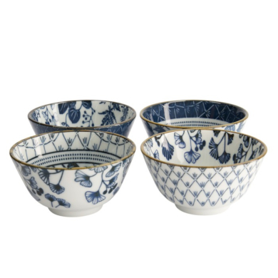 Bowl Set Flora Japonica Blue/White, Porcelain, Ø 12 × 6.3 cm, 300 ml, Item No. 16700