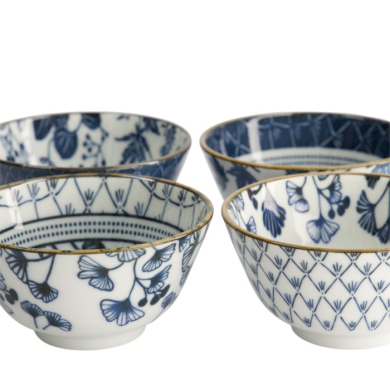Bowl Set Flora Japonica Blue/White, Porcelain, Ø 12 × 6.3 cm, 300 ml, Item No. 16700