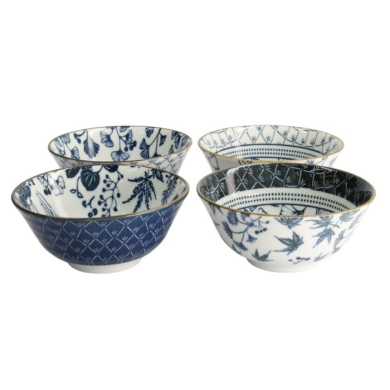 Bowl Set Flora Japonica Blue/White, Porcelain, Ø 14.8 × 7 cm, 500 ml, Item No. 16705