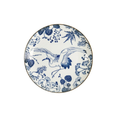Plate Flora Japonica Crane Blue/White, Porcelain, Ø 20.6 × 2.2 cm, Item No. 16718