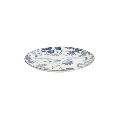 Plate Flora Japonica Crane Blue/White, Porcelain, Ø 20.6 × 2.2 cm, Item No. 16718